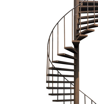 The Old Metal Spiral Staircase On Transparent Background, Png File	