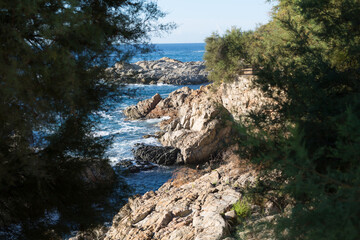 Naklejka na ściany i meble Rocks in the sea, Catalan Costa Brava, Mediterranean Sea