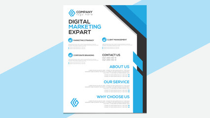 Blue creative flyer design template