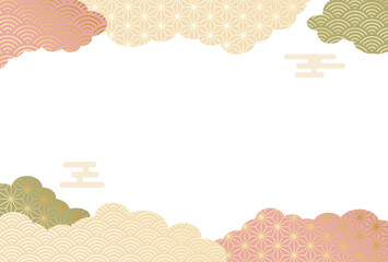 正月・ひなまつり・和柄・雲・背景