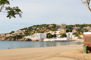 Fototapeta na wymiar Fine sand beach on the Costa Brava, Girona, S'Agaro, Catalonia, Spain