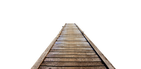 old wooden bridge on colored background with clipping path easy to work on project