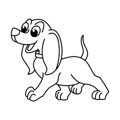 Cute dog cartoon characters vector illustration. For kids coloring book.