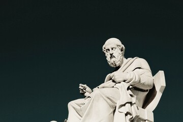 Statue of the ancient Greek philosopher Plato in Athens, Greece