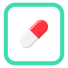 Red Pill Capsule, Medicine, vector mark symbols green style. Isolated icon.