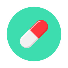 Red Pill Capsule, Medicine, vector mark symbols green style. Isolated icon.