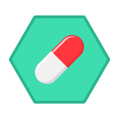 Red Pill Capsule, Medicine, vector mark symbols green style. Isolated icon.