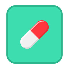 Red Pill Capsule, Medicine, vector mark symbols green style. Isolated icon.