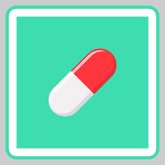 Red Pill Capsule, Medicine, vector mark symbols green style. Isolated icon.