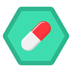 Red Pill Capsule, Medicine, vector mark symbols green style. Isolated icon.