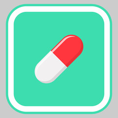 Red Pill Capsule, Medicine, vector mark symbols green style. Isolated icon.