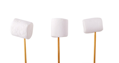 Marshmallow set. Heap of tasty white and pink marshmallows isolated on white background. Marshmallow candy background.