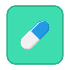 Blue Pill Capsule, Medicine, vector mark symbols green style. Isolated icon.