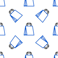 Line Paper shopping bag icon isolated seamless pattern on white background. Package sign. Colorful outline concept. Vector