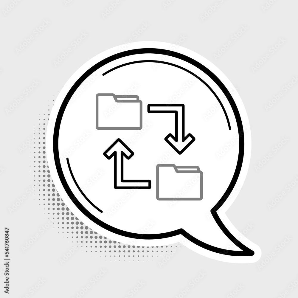 Aufkleber line cloud storage text document folder icon isolated on grey background. colorful outline concept. 