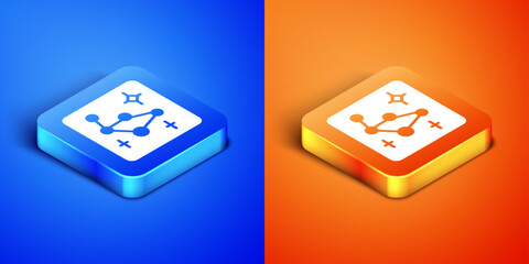 Isometric Great Bear constellation icon isolated on blue and orange background. Square button. Vector