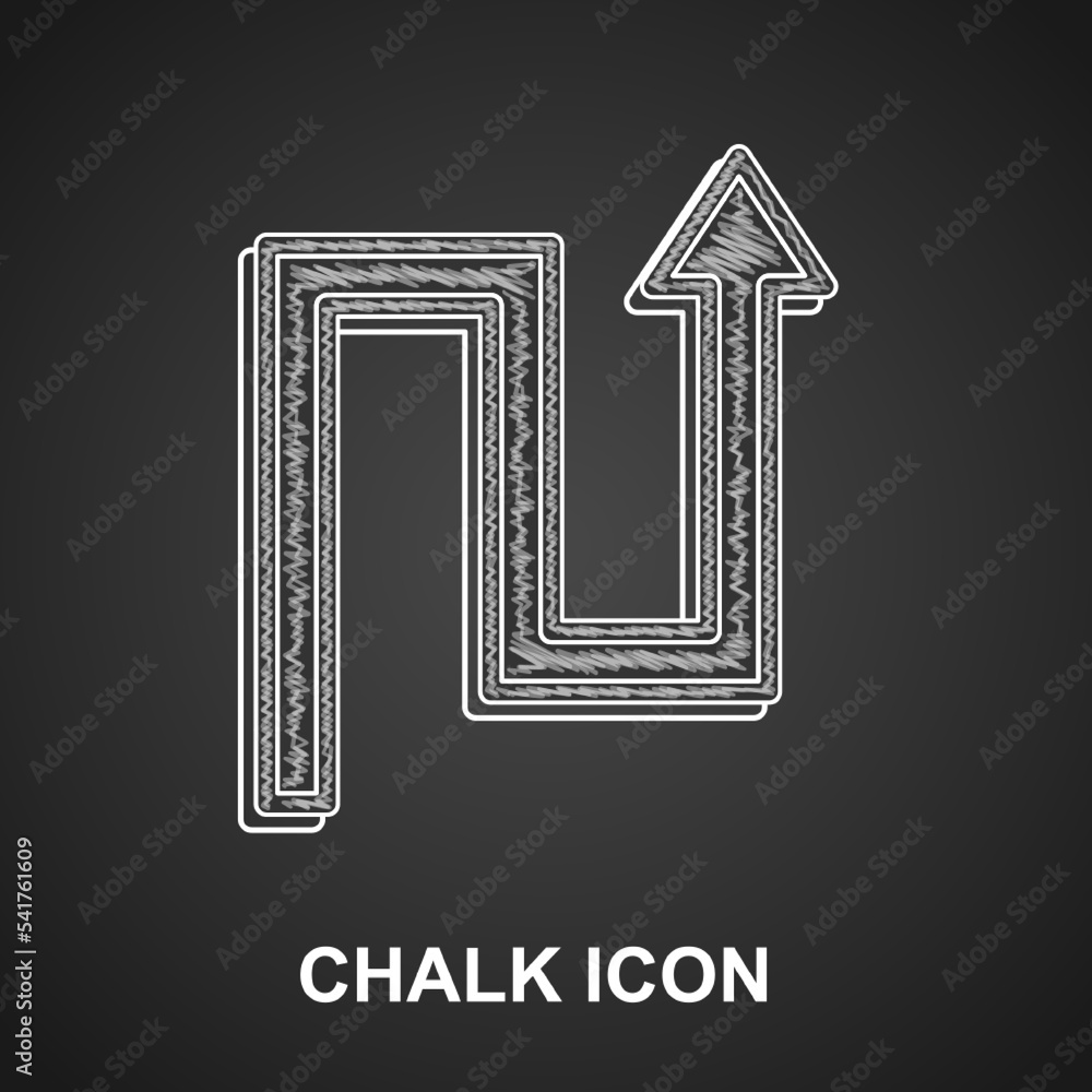 Poster chalk arrow icon isolated on black background. direction arrowhead symbol. navigation pointer sign. 