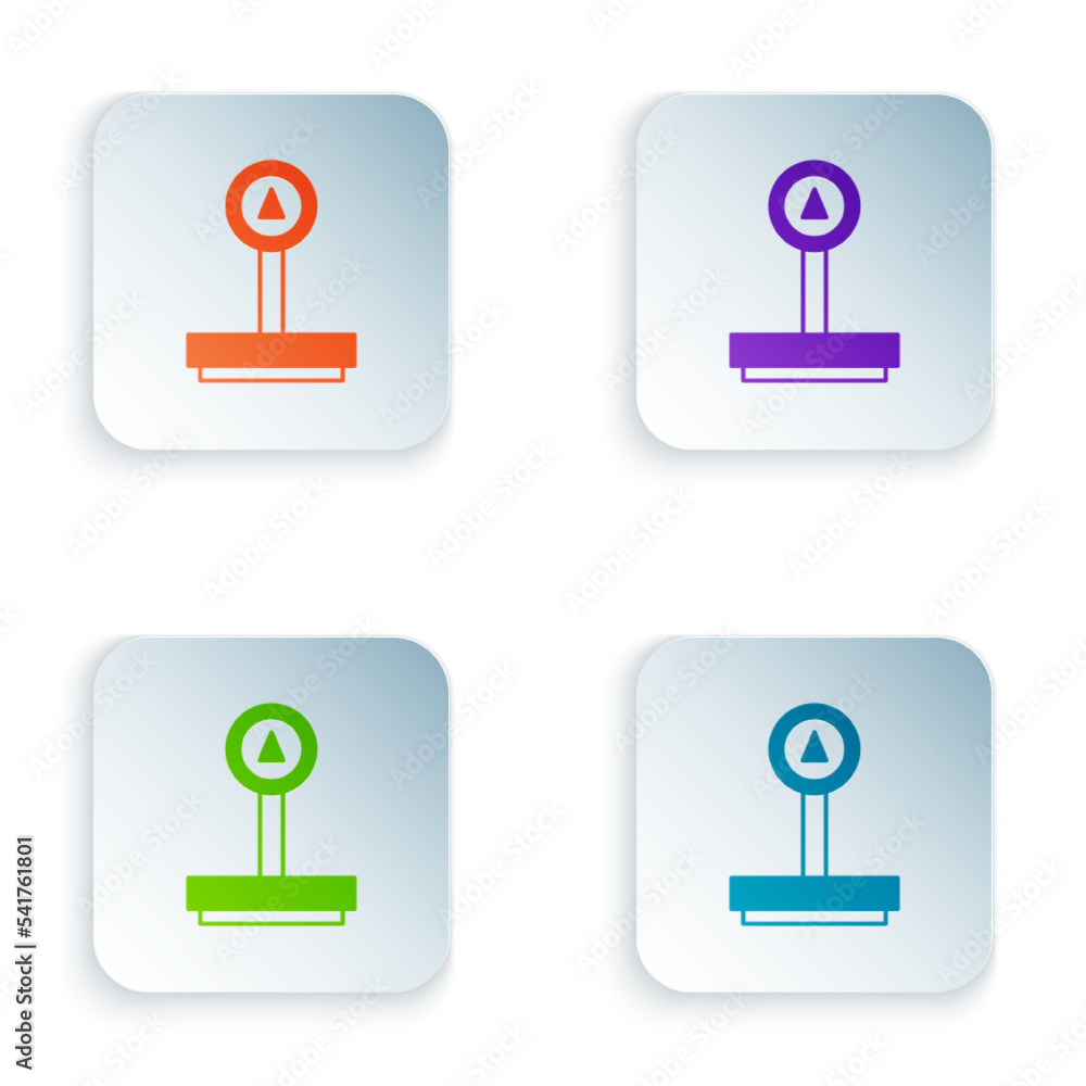 Poster color scale icon isolated on white background. logistic and delivery. weight of delivery package on 