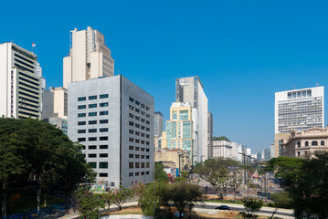 View of Anhangabau Valley in Sao Paulo City Downtown