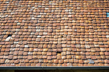 Clay Shingles on a Roof in Alsace, France