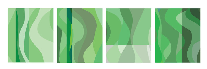 Background fluid geometric designs. Layout  storyboards in cool green colours. Vector collection set mood board. 