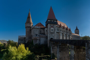 Fototapeta na wymiar view of the landmark 15th-century Corvin Castle in Hunedoara in Transylvania