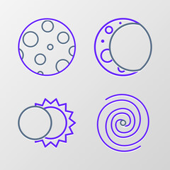 Set line Black hole, Eclipse of the sun, Moon and icon. Vector