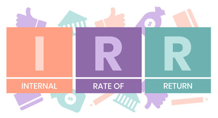 IRR - internal rate of return. acronym business concept. vector illustration concept with keywords and icons. lettering illustration with icons for web banner, flyer, landing page, presentation