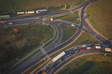 A line of trucks on the border of Belarus and Poland