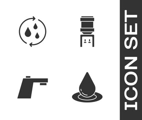 Fototapeta premium Set Water drop, Recycle clean aqua, tap and cooler icon. Vector