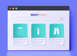 Set Tie, Pants and icon. Vector