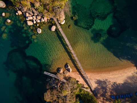 Aerial view of Mumbo Island Lake Malawi National Park, Salima, Malawi, Africa.