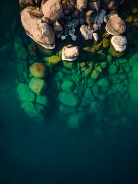 Aerial view of Mumbo Island Lake Malawi National Park, Salima, Malawi, Africa.