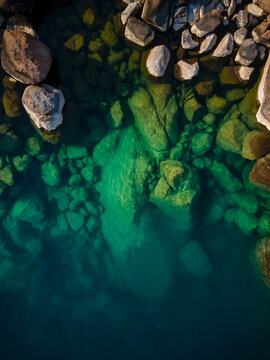 Aerial view of Mumbo Island Lake Malawi National Park, Salima, Malawi, Africa.