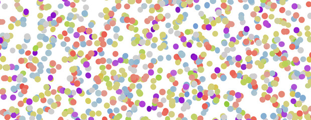 Colorful assorted confetti with serpentine on white