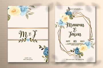 Wedding invitation template with flower
