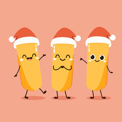 Cute Tteokbokki noodle cartoon. Korean street food. simple vector logo sausage. Tteokbokki is korean food.