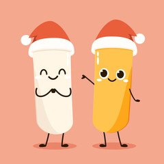 Cute Tteokbokki noodle cartoon. Korean street food. simple vector logo sausage. Tteokbokki is korean food.