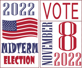 Vector of USA Midterm Election November 8, 2022. Election voting poster or Banner.