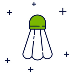 Filled outline Badminton shuttlecock icon isolated on white background. Sport equipment. Vector