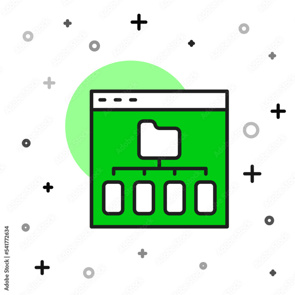 Poster filled outline browser files icon isolated on white background. vector