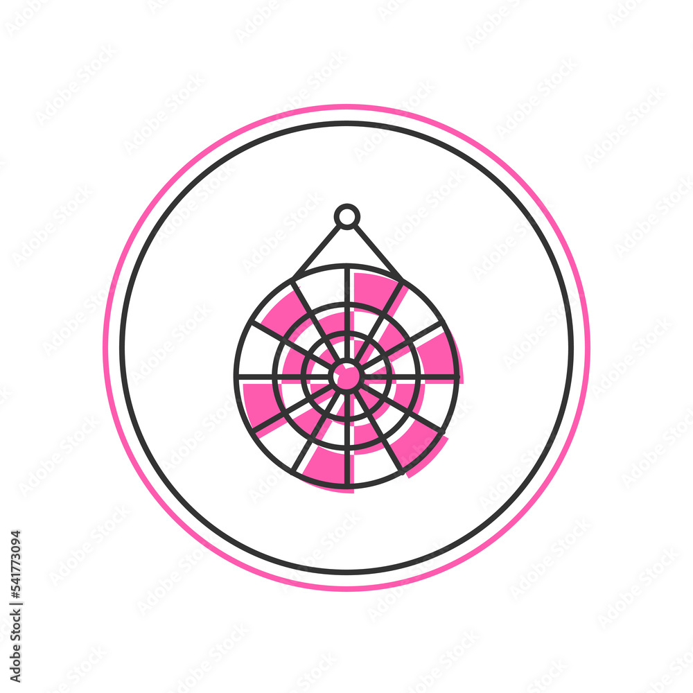 Poster filled outline classic dart board and arrow icon isolated on white background. dartboard sign. game 