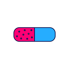 Filled outline Vitamin complex of pill capsule icon isolated on white background. Healthy lifestyle. Vector