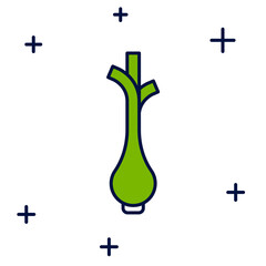 Filled outline Bunch of fresh green onions icon isolated on white background. Vector