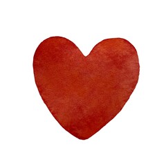 Deep red heart a watercolor illustration isolated.