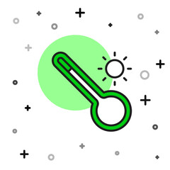 Filled outline Meteorology thermometer measuring heat and cold icon isolated on white background. Thermometer equipment showing hot or cold weather. Vector