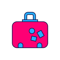 Filled outline Suitcase for travel icon isolated on white background. Traveling baggage sign. Travel luggage icon. Vector
