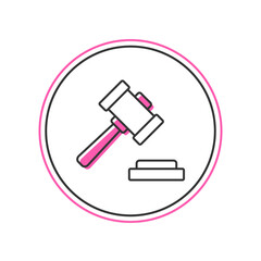 Filled outline Judge gavel icon isolated on white background. Gavel for adjudication of sentences and bills, court, justice. Auction hammer. Vector