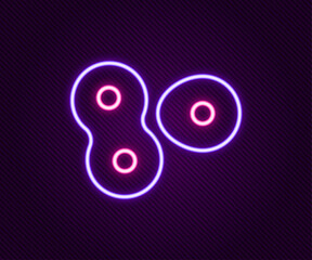 Glowing neon line Cell division process icon isolated on black background. Colorful outline concept. Vector