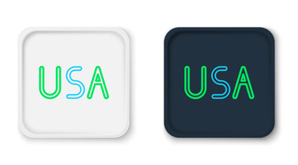 Line USA label icon isolated on white background. United States of America. Colorful outline concept. Vector